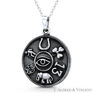 Evil Eye, Horseshoe, Clover, 13, Elephant, Owl, & Man in .925 Sterling Sillver